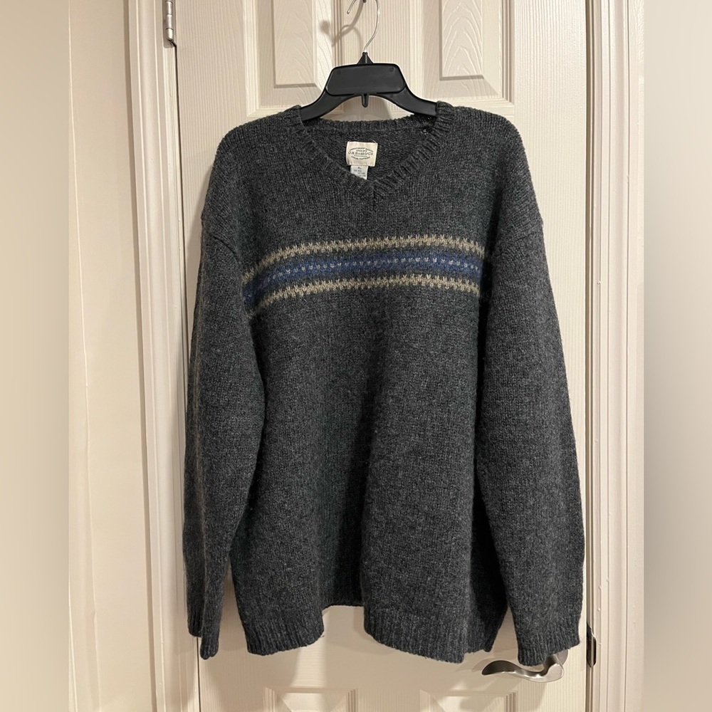 GH Bass Charcoal Shetland Wool Sweater Size XL